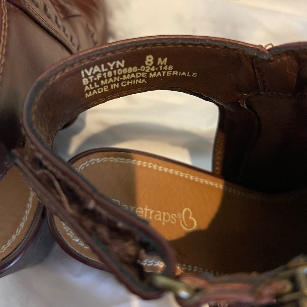 Baretraps Brown Open Toe Booties Size 8 - image 6